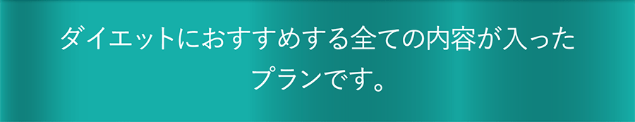 ダイエットにおすすめする全ての内容が入ったプランです。