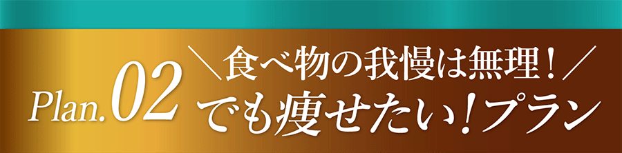 Plan.02 食べ物の我慢は無理！でも痩せたい！プラン