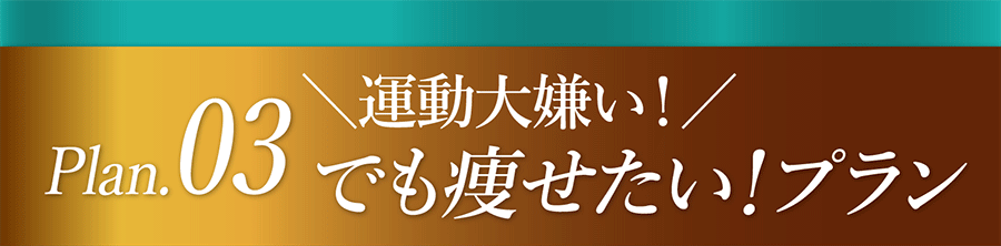 Plan.03 運動大嫌い！でも痩せたいプラン