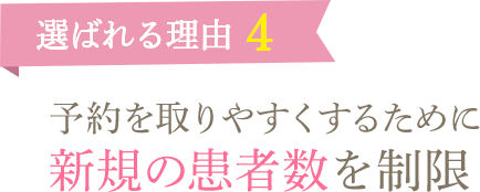選ばれる理由4　予約を取りやすくするために新規患者数を制限