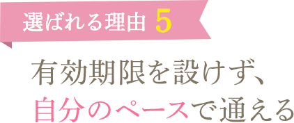 選ばれる理由5　有効期限を設けず、自分のペースで通える